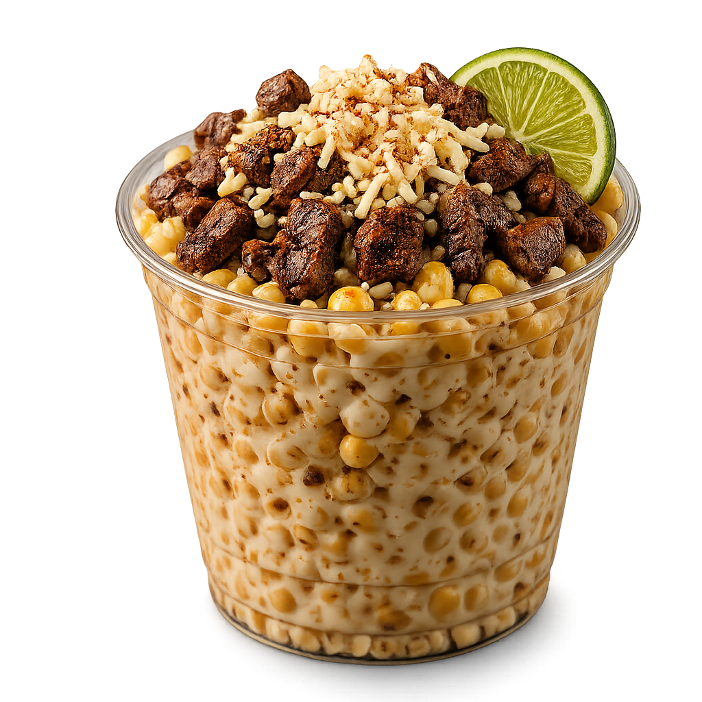 Esquite con carne asada